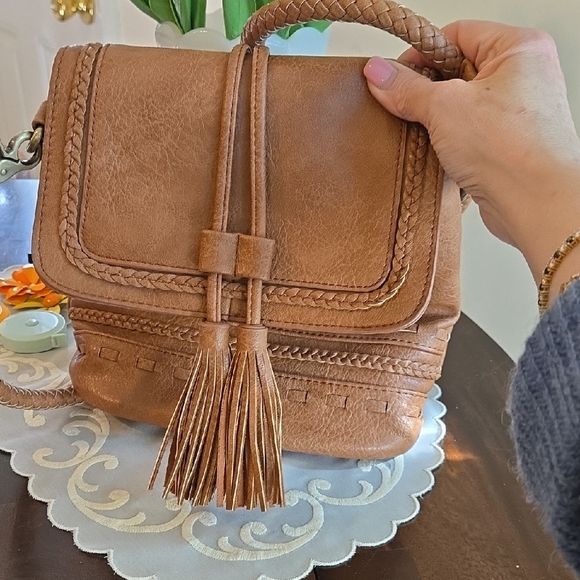 Antik Kraft Handbags - Antik Kraft Tan Vegan Crossbody Bag with Fringe Detailing. Stunning!!